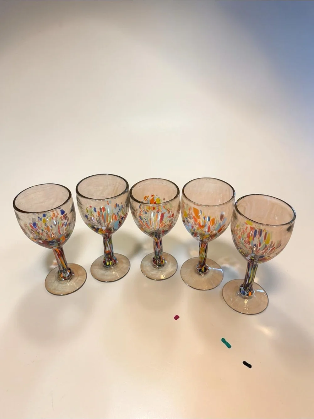 Hand Blown Pitcher & 5 Glasses